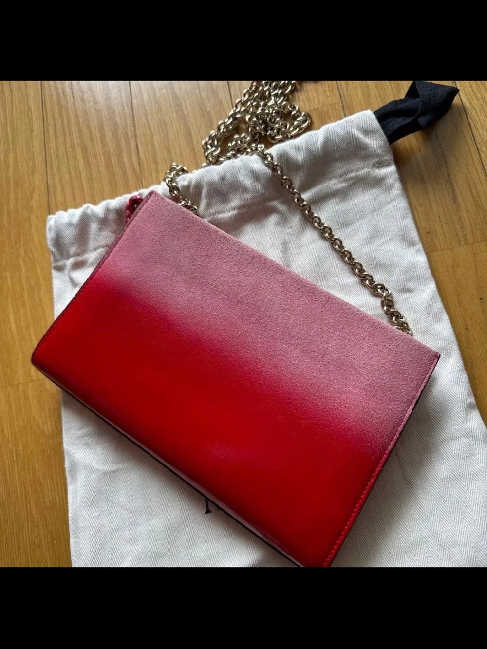 Mulberry Red Leather Shoulder Bag with Gold Chain Strap